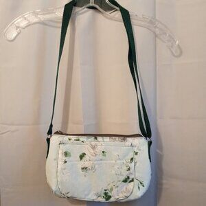 New Vintage Floral Roses Quilted Shoulder Bag Purse Adjustable strap Blue Green